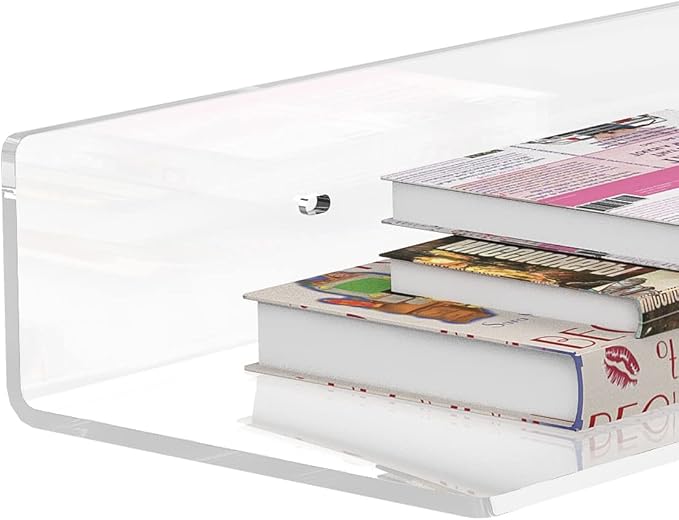 Sezanrpt Acrylic Wall Shelves 36 24 12 Inches, Clear Floating Shelf for Wall, Wall Mounted Display Shelves for Plants, Radio, Funko Pop, Stuffed Animal, Books, Clock, Cosmetics, Toiletries - Image 8