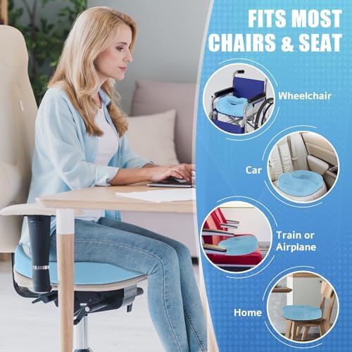 BlissTrends Donut Pillow Seat Cushion, Memory Foam Lifting Cushions | Donut Chair Cushions for Postpartum Pregnancy&Hemorrhoids,Tailbone Pain Relief, for Office&Home Chairs(XX-Large, Light Blue) - Image 6
