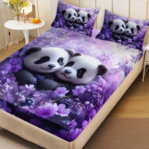 HOSIMA Kids Cute Panda Bedding Sets Full,1 Fitted Sheet+2 Pillowcases. - Image 4