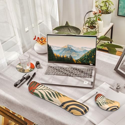 Gimars Enlarge Silky and Superfine Fabric Gel Memory Foam Keyboard Wrist Rest Set, Ergonomic Keyboard Mouse Wrist Support for Typing Pain Relief, Comfort for Office, Gaming, Computer-Morandi Orange - Image 7