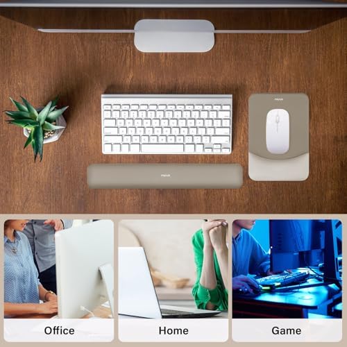 MOSISO Wrist Rest Support Mouse Pad & Keyboard Set, Bronze Brown | Rectangular Ergonomic Mousepad, Non-Slip Base, Home/Office Pain Relief & Easy Typing, Neoprene Cloth & Raised Silicone Lining - Image 6