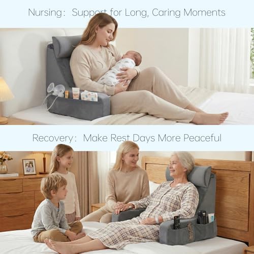 ENITYA 19" Reading Pillow for Bed with Firm Back Support & Big Pockets - Image 4