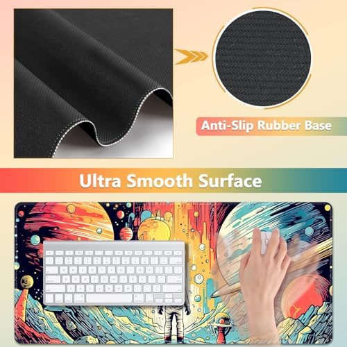 AIMSA Desk Mat Set, Mouse Pad with Wrist Rest +Keyboard Wrist Rest +Large Mouse Mat +Coaster, 4in1 Extended Gaming Mousepad Set for Home Office, Planet Astronaut - Image 4