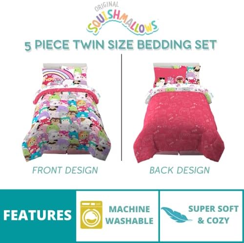 Franco Squishmallows Bedding Super Soft Comforter and Sheet Set with Sham, 5 Piece Twin Size - Image 3