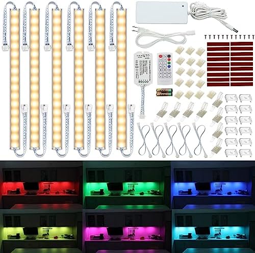 Under Cabinet LED Lighting Kit. RGB Color & Bright Warm White Light. by Litever