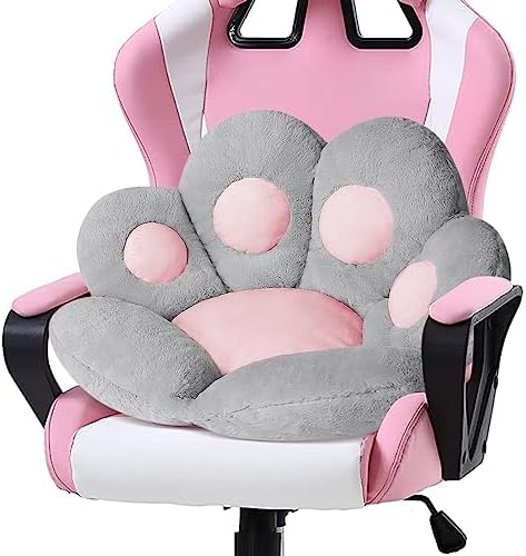 Ditucu Cat Paw Cushion Kawaii Chair Cushions 27.5 x 23.6 inch Cute Stuff Seat Pad Comfy Lazy Sofa Office Floor Pillow for Gaming Chairs Room Decor Grey by DITUCU