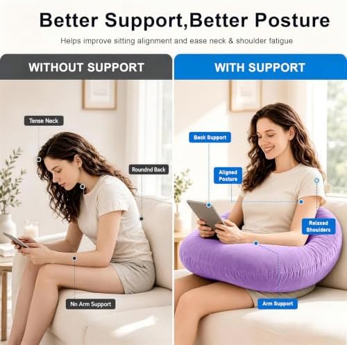 vamorry Gaming Pillow Arm Support Pillow for Bed & Sofa: Ergonomic U-Shaped Lap Pillow with Elbow Rest for Adults & Kids - Reduces Arm Pain & Fatigue During Gaming, Reading, Working & Crocheting - Image 3