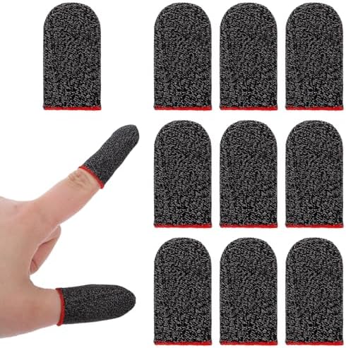 10 Pieces Ultra-Thin Silver Fiber, 0.3mm Gaming Finger Sleeves, Smooth Operation, Breathable, Anti-Sweat, Anti-Slip Design, Thumb Sleeve for Mobile Games Fit Mobile Phone Tablet Devices by Unknown