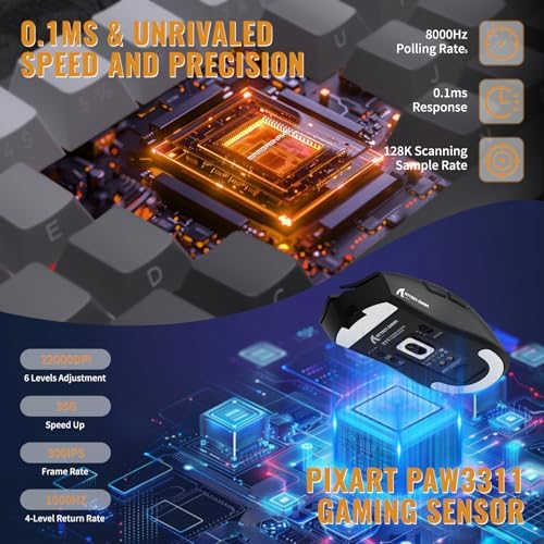 ATTACK SHARK X11&X60HE Mechanical Wireless Gaming Combo,Rapid Trigger Magnetic Switches 8K Keyboard,59g Ultra-Light Mouse with Charging Dock, 22K DPI,PAW3311,RGB Backlit 3-Mode with Coiled Cable-Black - Image 4
