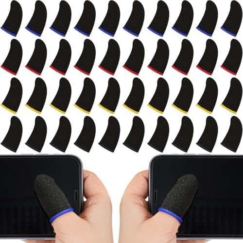 Jiuguva 120 Pcs Gaming Finger Sleeves Anti Sweat Breathable Thumb,Colorful by Jiuguva