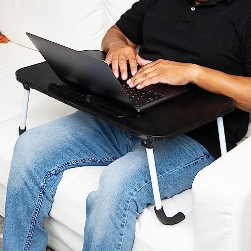 Mind Reader Lap Desk Laptop Stand with Folding Legs, Portable Bed Tray Table for Laptop, Breakfast, Reading, Crafts, MDF, Black - Image 6