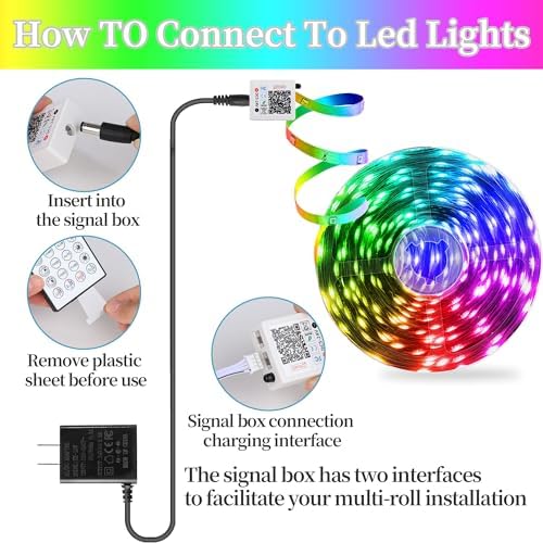 QZYL LED Lights for Bedroom, 25FT RGB LED Strip Lights with 44 Keys IR Remote, Smart LED Light Strip with Adhesive Backing Adjustable Brightness App Control for Bedroom Party Decoration - Image 7