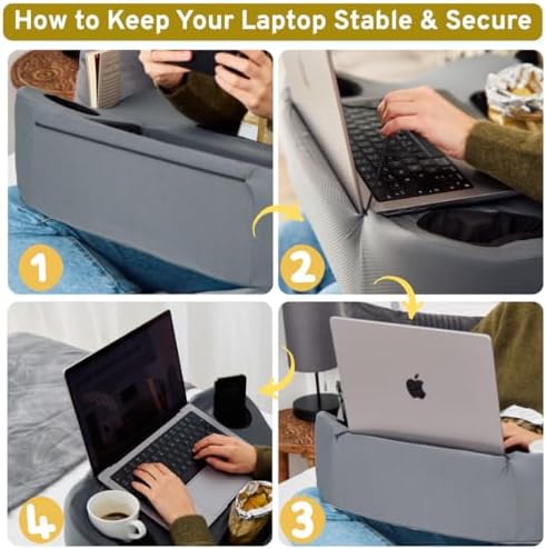 Oversized Lap Desk Pillow – 27in Foam Couch Desk with Cup Holder & Storage - Image 5