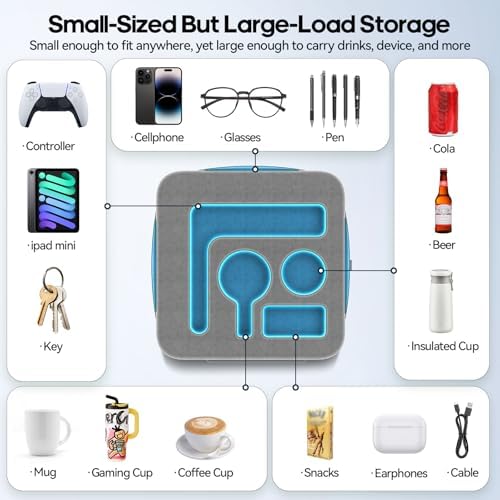 Couch Cup Holder Pillow, Sofa and Bed Caddy for iPad, Kindle, Switch, Game Controller, Remotes, Phones, Small-Sized Cup and Drink Holder for Couch, Bed, Desk, Car, Bathroom Cup Holder, Deep Gray - Image 2