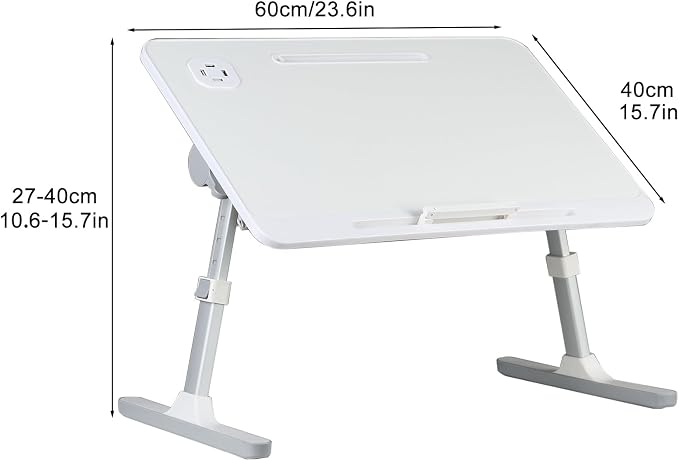 Laptop Bed Tray Table, Adjustable Laptop Compute Bed Desk Stand, Portable Laptop Desk with Foldable Legs, Foldable Laptop Tablet Table for Sofa Couch White - Image 8