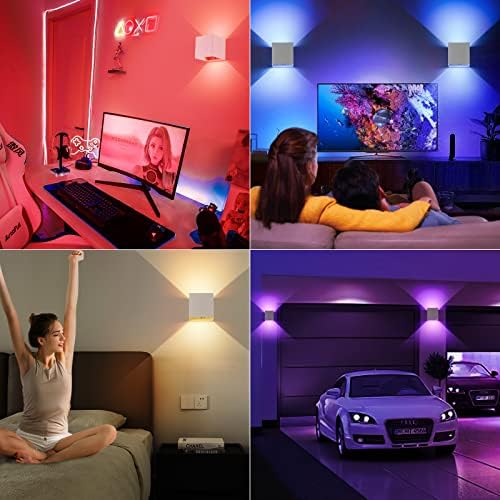 LED RGB Wall Lights for Room Decor, 16 Colors Remote Control, 6000mAh Battery Operated Rechargeable Dimmable Cordless Wall Sconces Set of 2 for Bedroom Living Room - Image 2