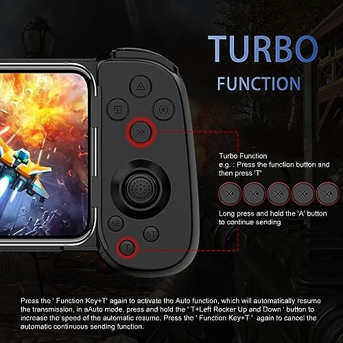 Wireless Controller for iPhone/Android/PC/iPad/Tablet/APPL Arcade MFi Games/Switch/PS4, Support Streaming on PS5/PS4/Xbox/PC Console, Cloud Gaming Gamepad Joystick - Turbo/6-Axis Gyro/Dual Motors - Image 3
