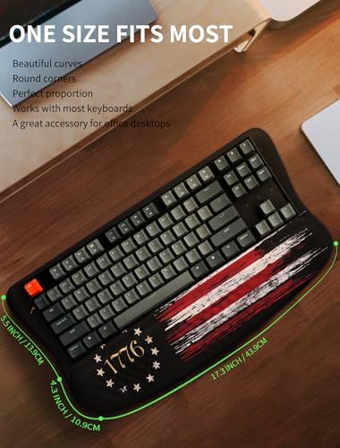 Ergonomic Wave Wrist Rest with Keyboard Stand, Cushioned Palm Rest, Comfortable Integrated Memory Foam for Natural Typing and Relieve Wrist Pain, US Flag - Image 6