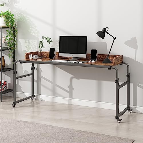 Furist Overbed Table with 360° Wheels, Queen Size Mobile Bed Desk, Recliner Table Over Bed Table Adjustable Height and Length Overbed Table with Heavy Duty Metal Leg for Hospital and Home use - Image 5