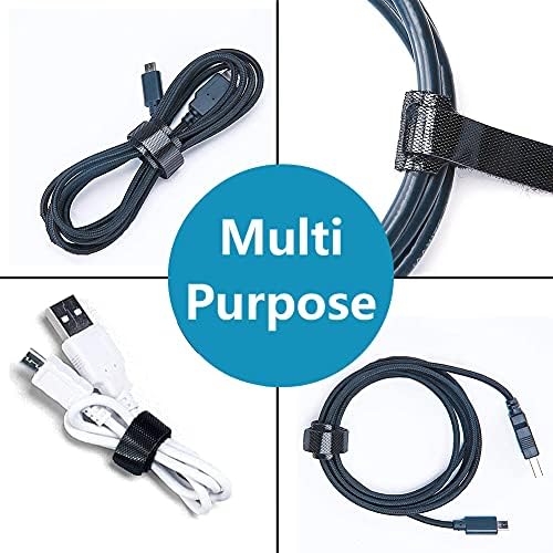 Cable Ties Reusable Black 50 Pack Cord Straps Hook and Loop Wire Wraps Keepers Clips Organizer Management Kit for tv pc Computer Charging Data Cables - Image 6