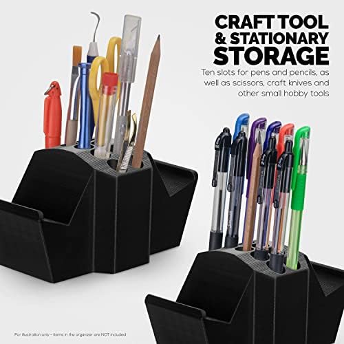 Game Controller Holder & Desktop Pen Organizer Stand With Ten Slots for Pens, Pencils, Stationery, Craft Tools & More - Universal Design for PS5 XBOX SERIES X ONE PS4 SWITCH PC Gamepads - D05 - Black - Image 6