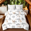 Feelyou Cute Giraffe Comforter Set with Sheets 7 Piece Queen Size Tiger Bedding Set for Kids Boys Girls Deer Bed in a Bag Jungle Animals Room Decor Botanical Tropical Tree Grey Orange by Feelyou