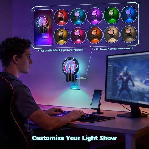 Briignite LED Night Light Plasma Ball for Kids RGB Changing Game Room Decor - Image 3