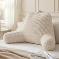 Blissful Diary Reading Pillow, Large Backrest Pillow with Shredded Memory Foam for Adult & Children, Designed for Bed and Couch Sitting Up, Includes Arms, Pockets and Washable Cover, Off White by BlissfulDiary