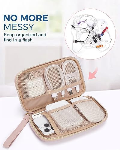 BAGSMART Cord Organizer Travel Cable Organizer Bag Tech Electronic Organizer Travel Case, Travel Essentials for Charger, Cable, Phone, Flash drive, Single Layer - Pink - Image 2