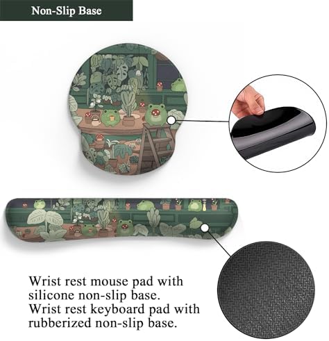 Cute Frog Mouse Pad with Wrist Rest Kawaii Green Decor Pain Relief Mat, Ergonomic Mouse Pad for Desk Computer Keyboard Laptop, Desk Decor Office Accessories for Girl Wrist Rest for Computer Keyboard. - Image 6