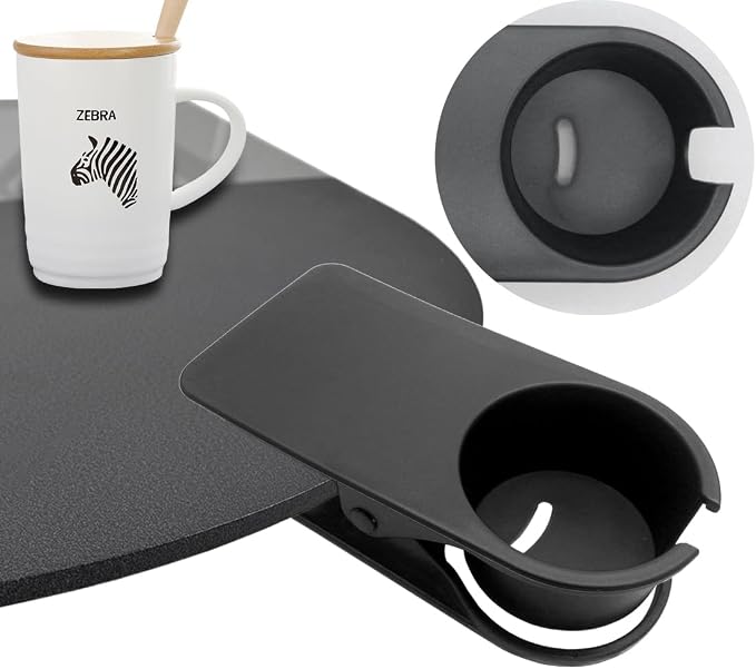 YOY 2 Pack Drink Cup Holder Clip - Table Desk Side Water Glass Beer Bottle Beverage Soda Coffee Mug Holder Cup Saucer Clip Design for Home Office, Black - Image 5