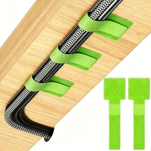 Cable Straps Hook and Loop Cable Ties, Green, 100Pcs by LoopStraps