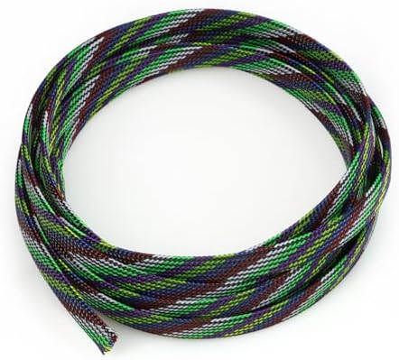 Braided Cable Sleeve, 16.4ft Expandable Mesh Cable Management Sleeve, Wear-Resistant Cord Protectors from Pets No Chew Flexible Wire Sleeving for Audio Video (Multi-Color, 1/4") by ConveniencetoYourLife