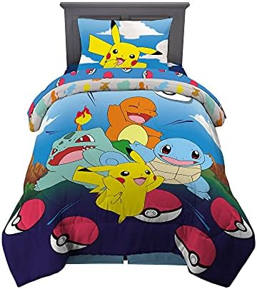 Franco Kids Bedding Super Soft Comforter and Sheet Set, 4 Piece Twin Size, Pokemon (Prints May vary) by Franco