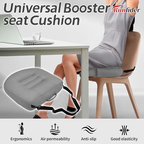 Car Booster Bandage Seat Cushion for Short Adults Thick Breathable Mesh Height Adjustable for Driving, Office & Home Use Universal Fit for Cars, Trucks & Wheelchairs 15.7"x15.7"x4.7"-Gray - Image 4