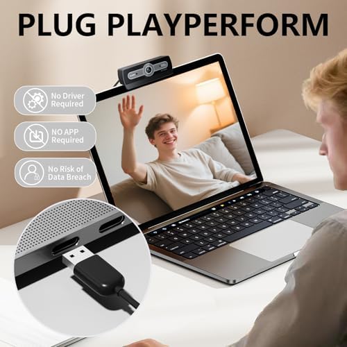 1080P Webcam with Microphone, Full HD Streaming Camera, Noise Cancelling, Auto Light Adjustment, USB Plug-and-Play Computer Camera, for Desktop PC or Laptop - Image 5