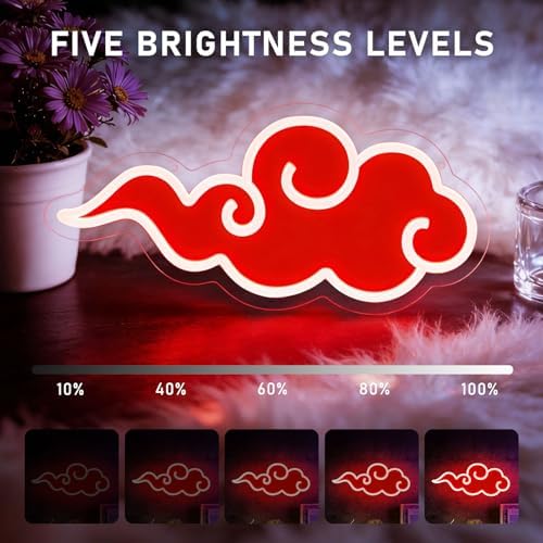 Anime Neon Sign, UV Printed Red Cloud LED Neon Light Signs for Wall Decor - Image 2
