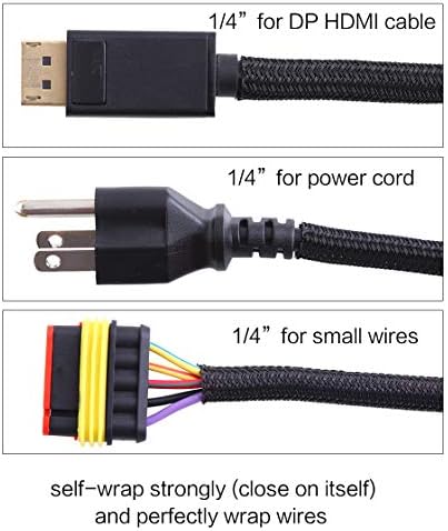 Alex Tech 25ft - 1/4 inch Cord Protector Wire Loom Tubing Cable Sleeve Split Sleeving for USB Cable Power Cord Audio Video Cable – Protect Cat from Chewing Cords - Black - Image 3