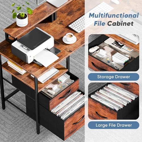 DUMOS 62 Inch L Shaped Computer Desk with Charging Station - Image 4
