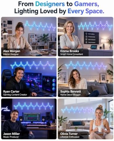 Y-Shaped 3D RGB LED Wall Lights 8 Pack - Gaming Lights - Image 4