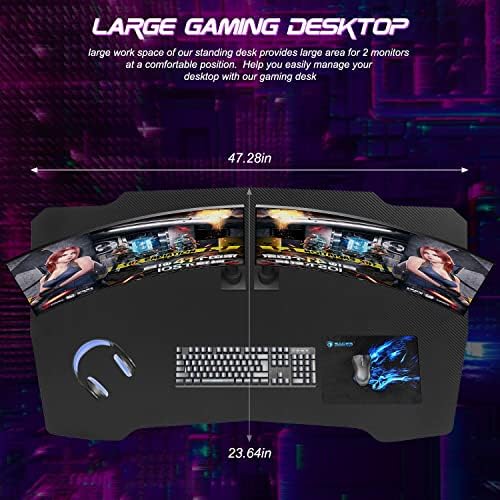 BestOffice | 47" Gaming Table | Red | Z-Shaped Computer Desk - Image 5