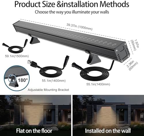 Linkable LED Wall Washer Light Dimmable 1-100% Via APP Control, 72W 2700-6500k 6CCT Linear Flood Light Bar with RF Remote, 120V Waterproof Landscaping Spotlights Outdoor - Image 7