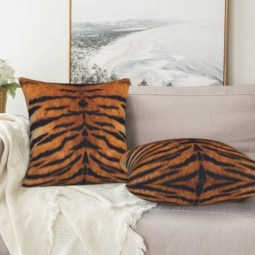 Pillowcase Set of 2 Tiger Animal Texture Throw Pillow Covers Shells for Couch Office Bedroom Home Decoration, 20"X20" - Image 7