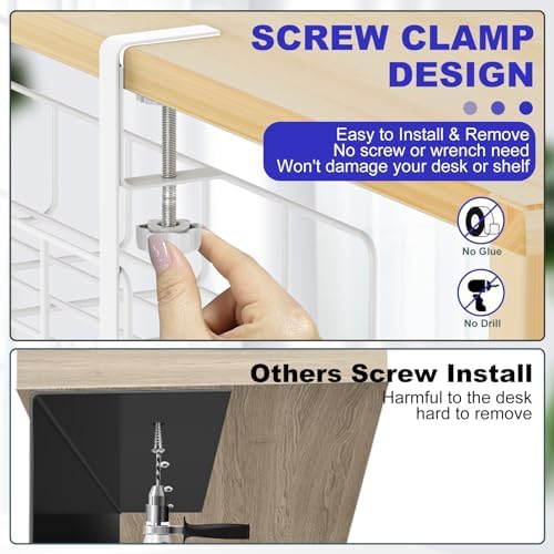 Under Desk Cable Management Tray No Drill Steel Tray White - Image 3