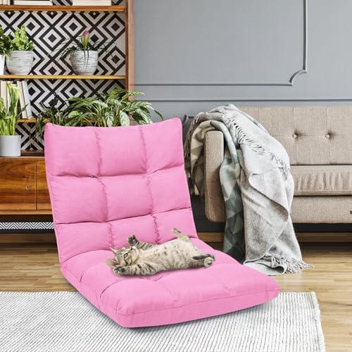 ERGOMASTER Pink Memory Foam Gaming Chair, 14-Position Adjustable Floor Chair for Relaxing, Reading, Video Games, Lightweight Foldable Design, 264 lbs Capacity - Image 2