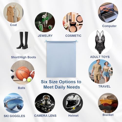 Microfiber Drawstring Bags, Multi-Size Soft Protective Pouches for Shoes, Ski Goggles, Sunglasses, Handbags & Camera Lenses - Image 3