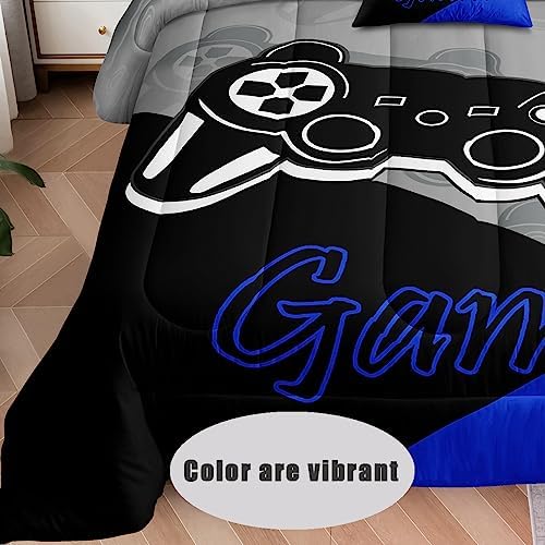 5 Pieces Bed in a Bag for Gaming Bedding Set,Boys Gamer Comforter Set with Flat Sheet,Fitted Sheet,Pillowcases,Cushion Cover,Game Console Pattern Bed Set for Kids Boys Room Decor - Image 2