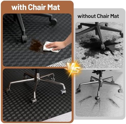 Office Chair Mat for Low Pile Carpet, 48" x 60" Clear Plastic | Heavy Duty Floor Protector Smooth Glide Desk Chair Mat for Rolling Chairs, Computer Chair Mat for Home Office Gaming-Black - Image 5