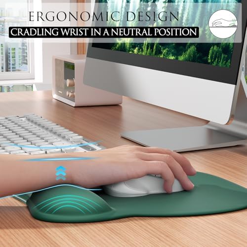 MROCO Ergonomic Mouse Pad with Gel Wrist Rest, 9.4 x 8.1 in, Forest Green - Image 3