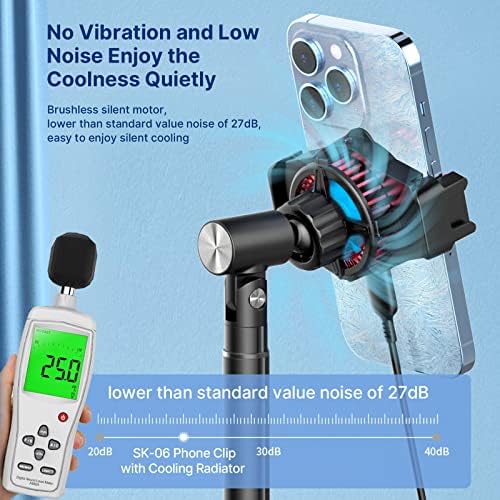 ULANZI SK-06 Cell Phone Stand with Phone Cooler, Desktop Phone Live Streaming Solution with Phone Cooling Fan, Height Adjustable Phone Cooler Stand Compatible with All Mobile Phones, iPhone & Android - Image 4